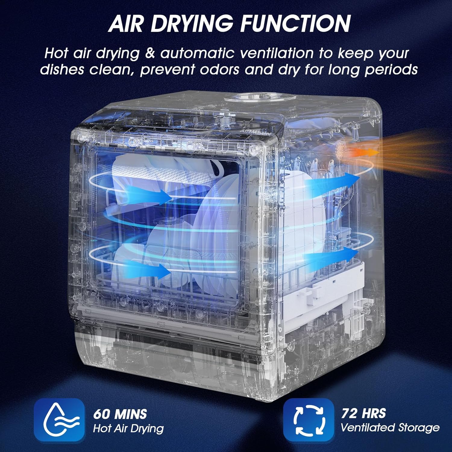 AIRMSEN portable tabletop dishwasher 5 washing programs mini dishwasher wourant