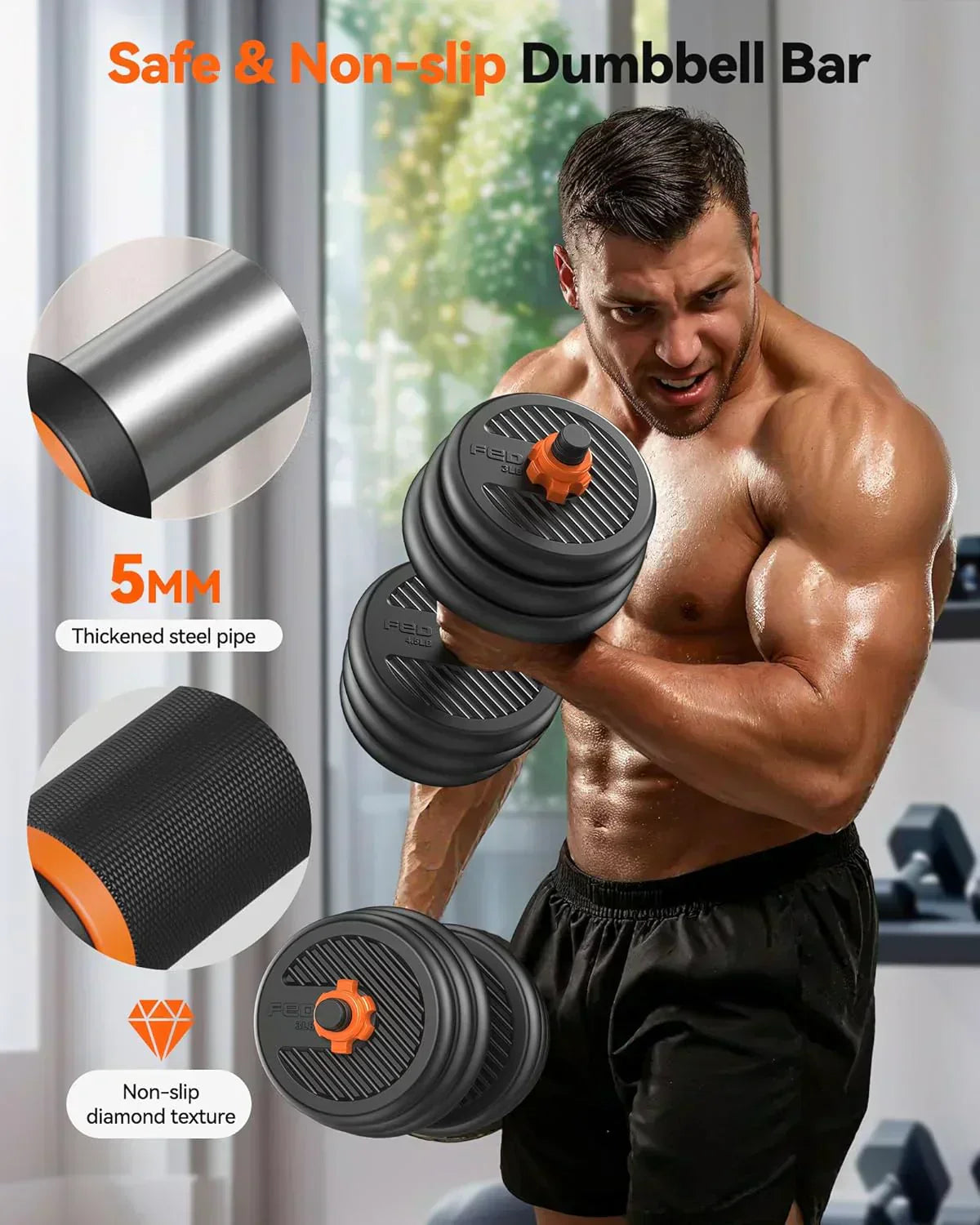 Feierdun adjustable dumbbells with connectors Barbell, kettlebell push-up stand wourant