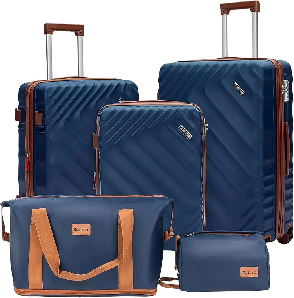 5 piece luggage set expandable suitcase 22x14x9 aviation certified durable waterproof travel set wourant