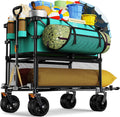 Foldable 50''L Extra Long Double Decker Wagon for Sport 400L Collapsible Heavy Duty Wagon Cart wourant