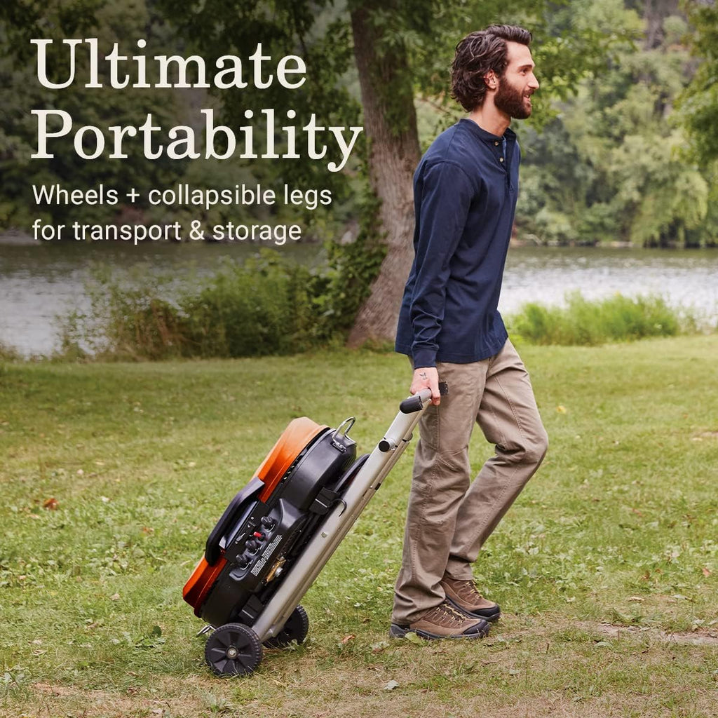 RoadTrip 285 Portable Stand-Up Propane Grill with 3 Adjustable Burners Instastart Ignition 20,000 BTUs wourant