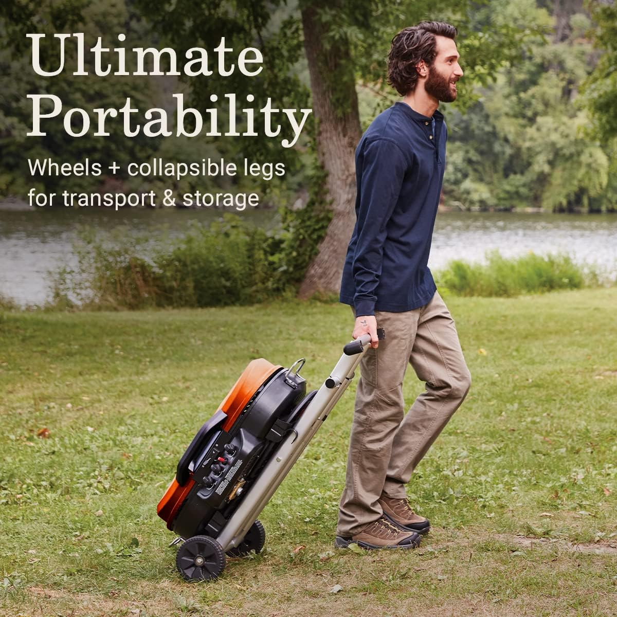 RoadTrip 285 Portable Stand-Up Propane Grill with 3 Adjustable Burners Instastart Ignition 20,000 BTUs wourant