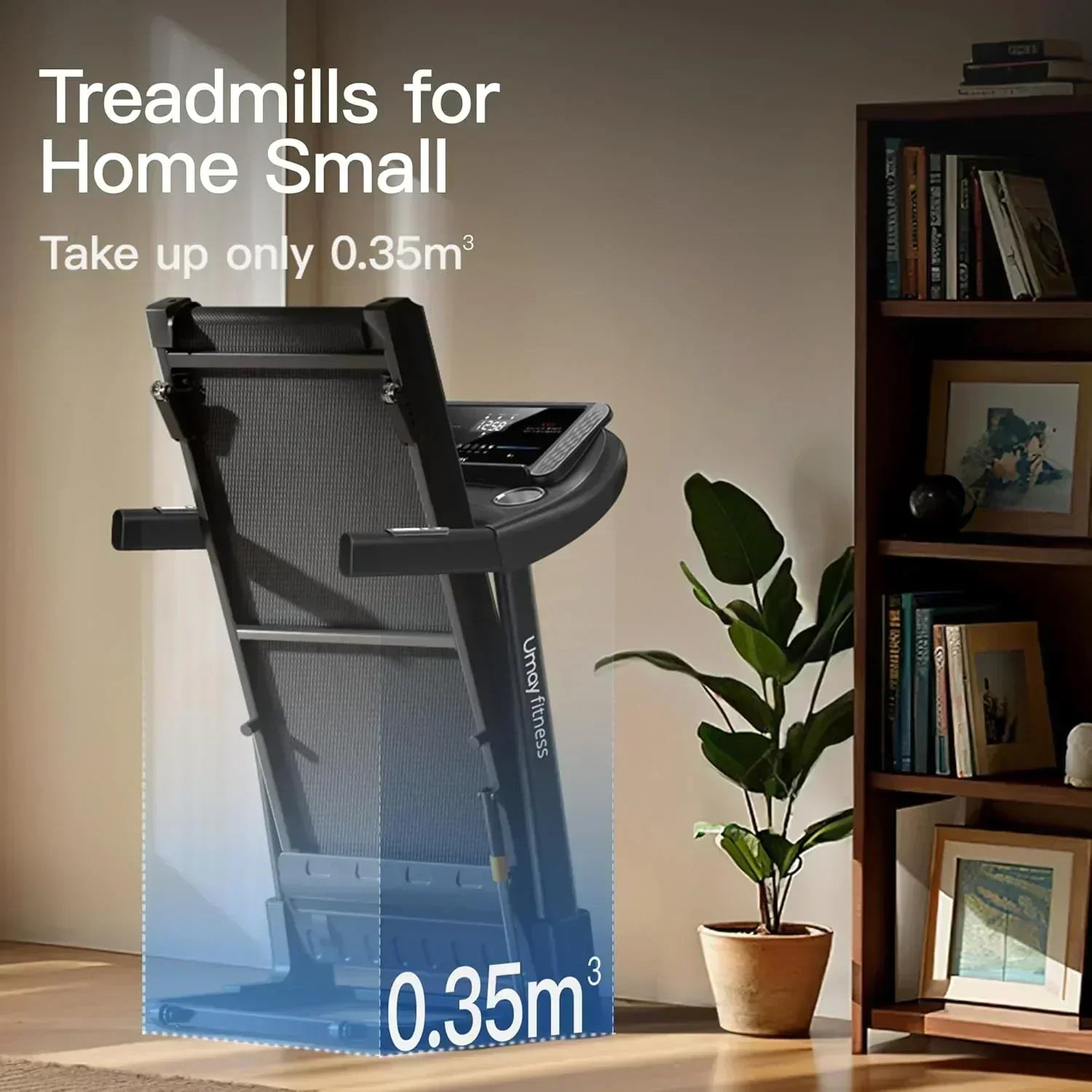 UMAY household folding tilt treadmill with heart rate sensor Low noise wourant