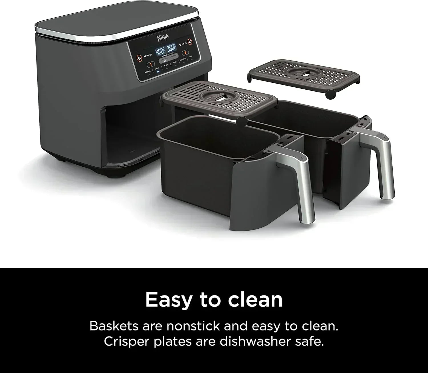 Ninja Foodi 6-in-1 FlexBasket Air Fryer with 7 QT MegaZone Basket Divider for Large Proteins wourant