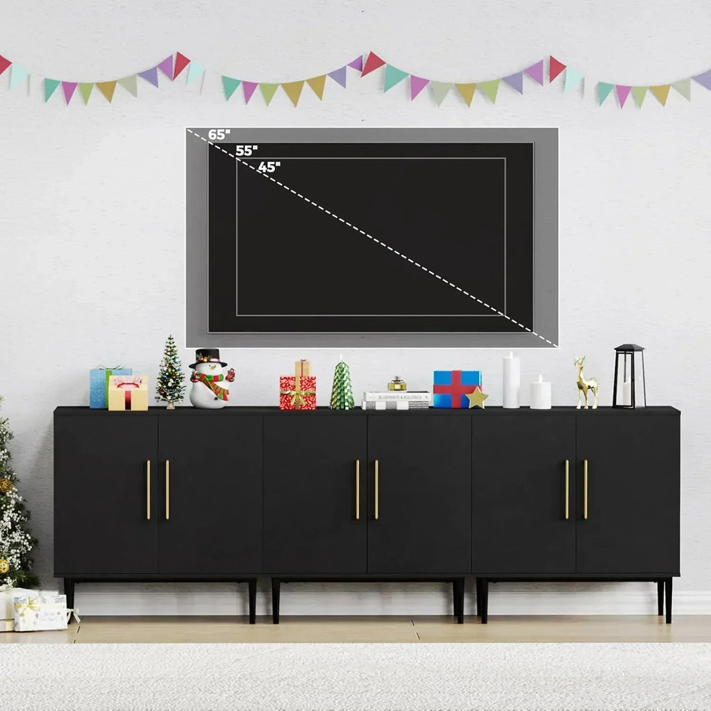 Free Standing Cabinet Black Wood for Living Room Bedroom Dining Room Hallway wourant