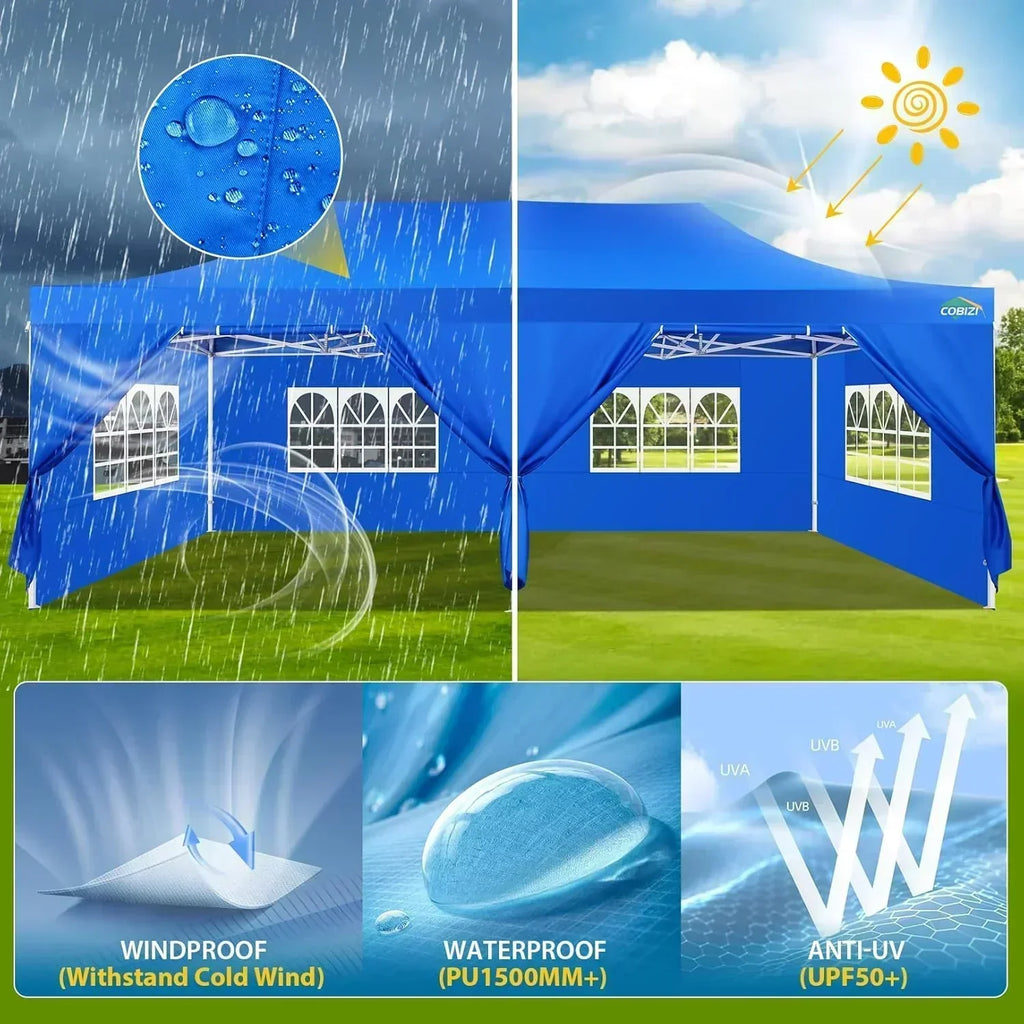 COBIZI 10x20 Heavy Duty Pop up Canopy Tent 6 sidewalls Commercial Canopy Wedding Party Tents wourant