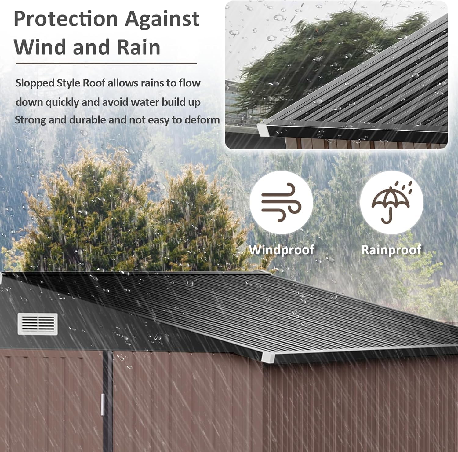 Aoxun 6.2x4 FT Shed Outdoor Storage Shed Metal Garden Shed Sloping Roof Tool Shed Bike Shed wourant