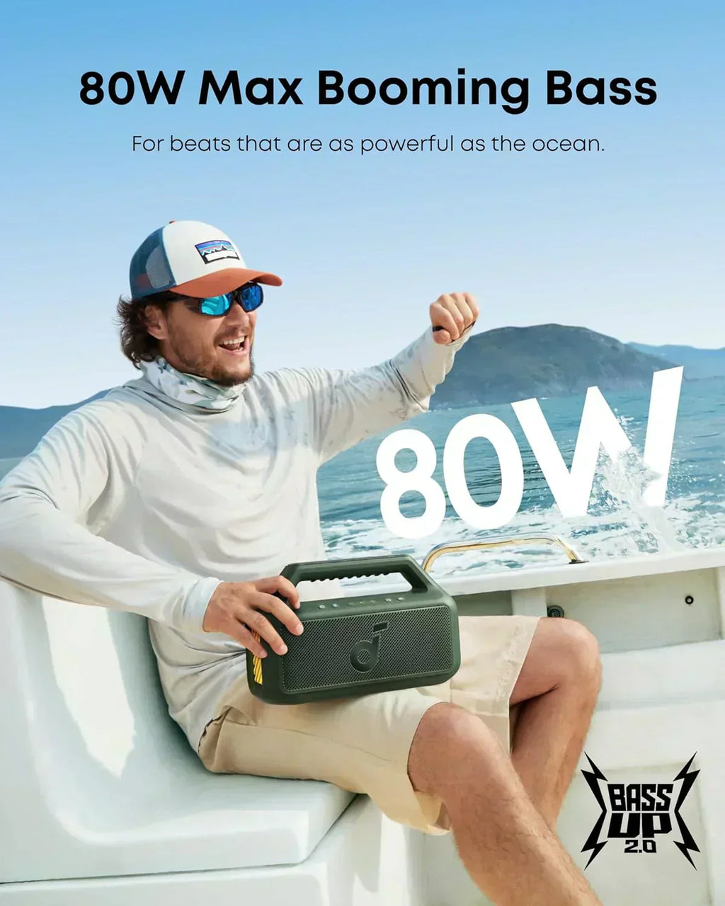 Outdoor Speaker 80W Subwoofer BassUp 2.0 24H Playtime IPX7 Waterproof Floatable RGB Lights wourant