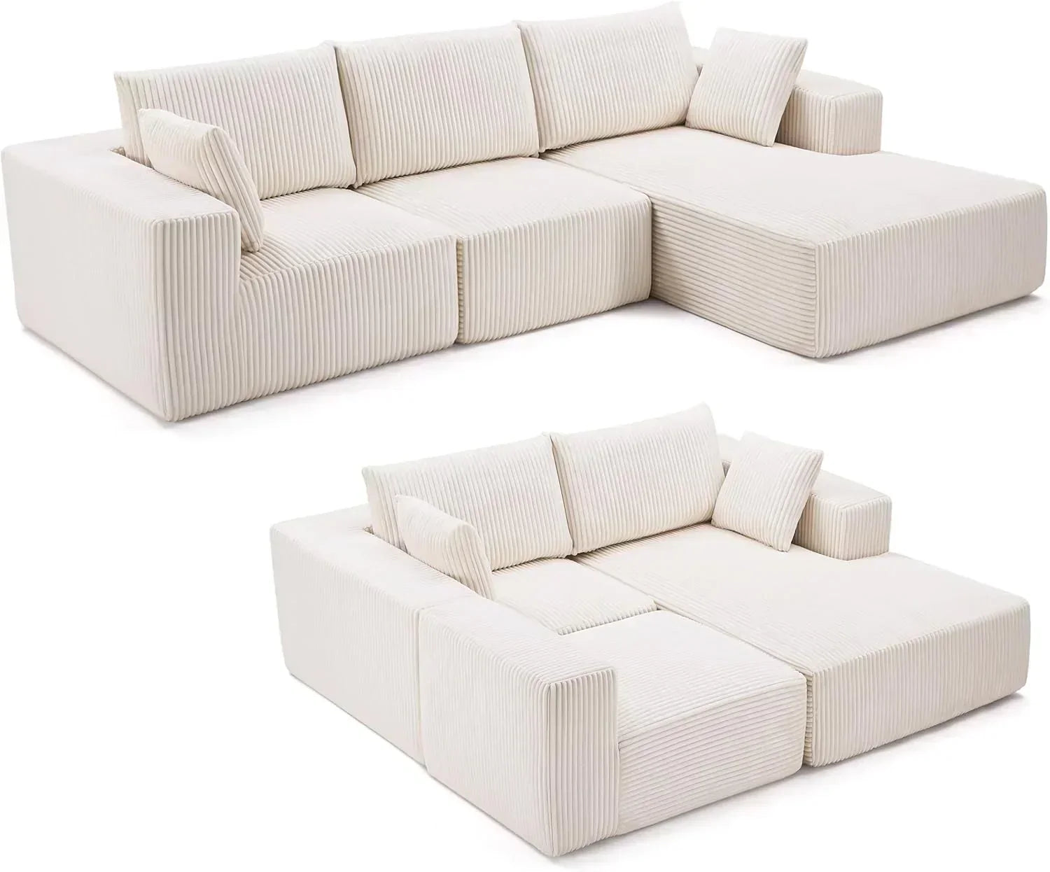 108-inch modular sofa cloud modular sofa with deep seat and reclining chair upholstered sofa wourant