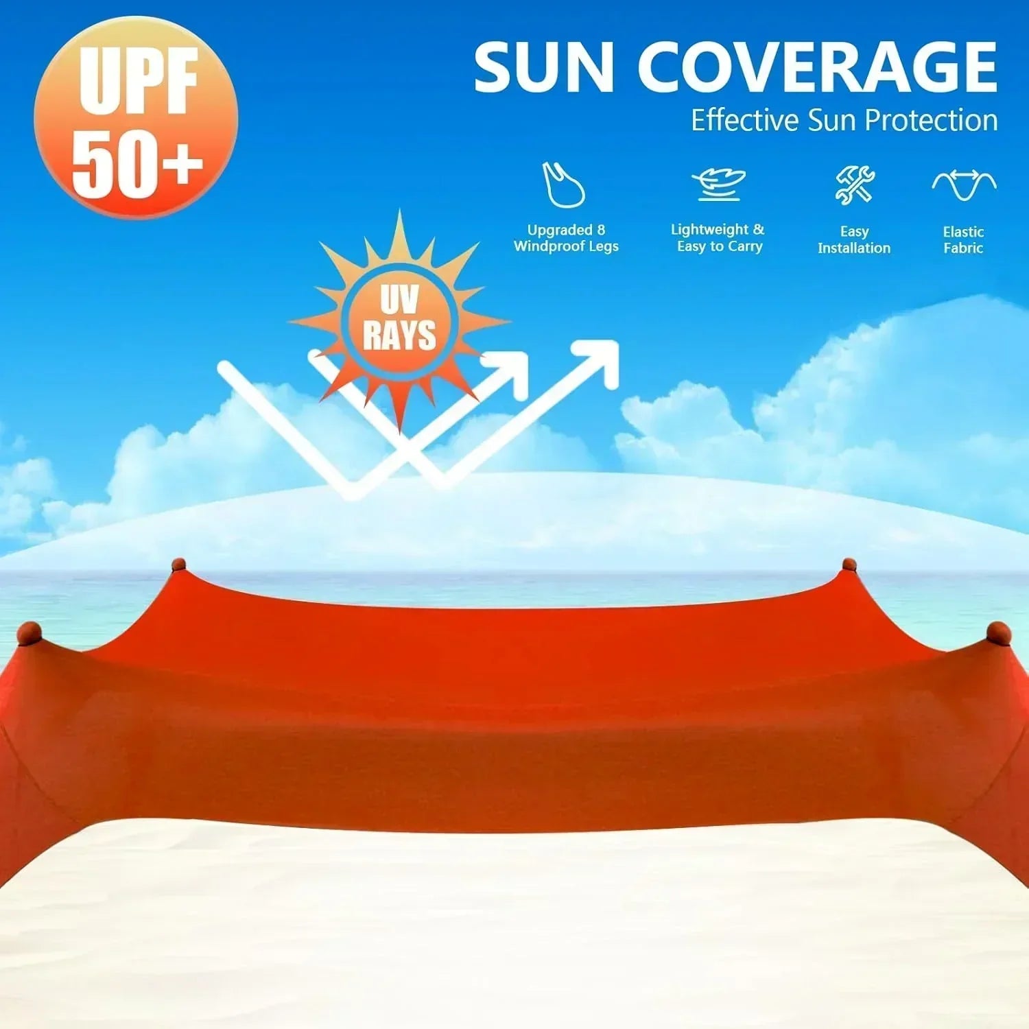 Beach Tent Sun Shelter 10 x 10 FT Beach Canopy Tent Sun Shade Heavy Duty UPF50+ Beach Tent wourant