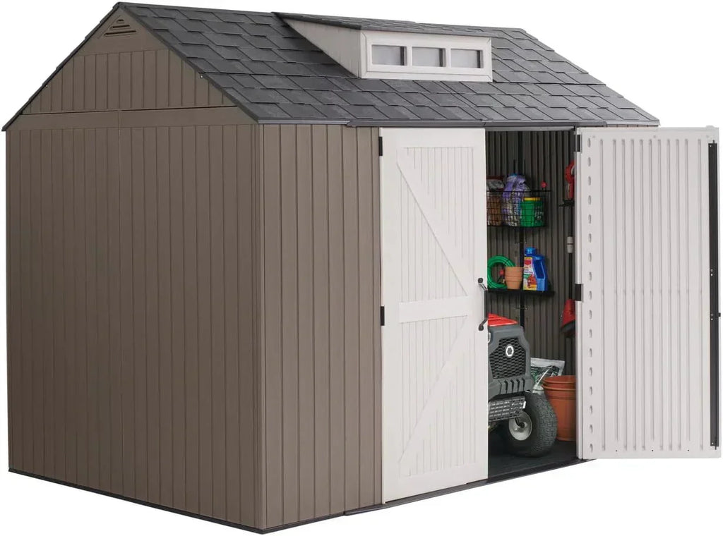 Rubbermaid Resin Outdoor Storage Shed With Floor Weather Resistant Gray Organization for Home wourant