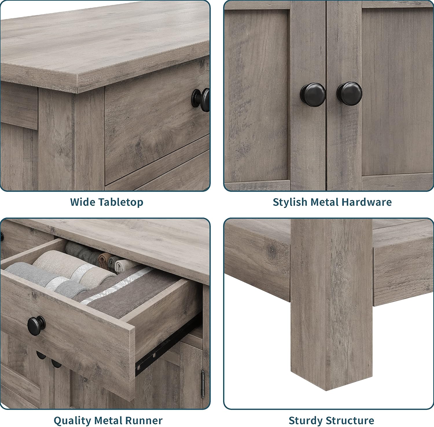 Farmhouse style console table coffee bar entry table with storage rack sofa table wourant