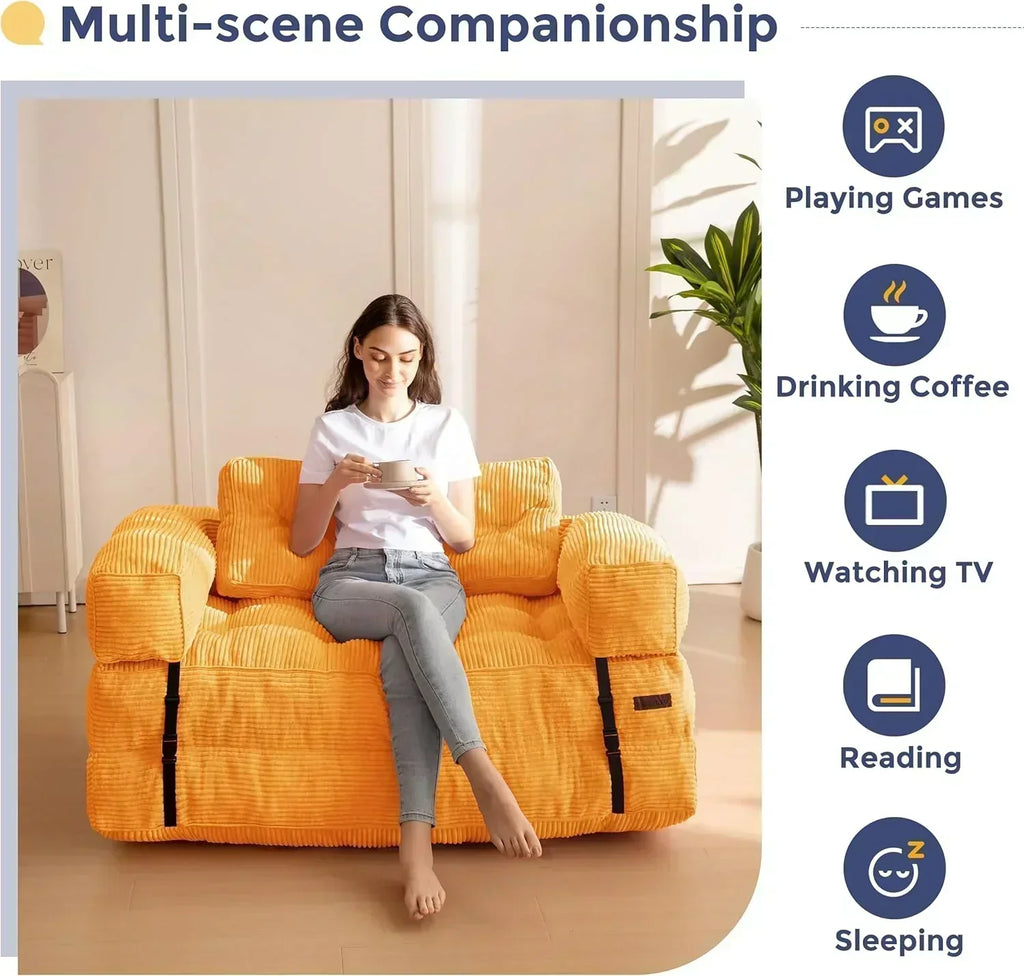 Folding Sofa Bed L-Shaped Convertible Sofa Bed with Armrests and Pillows wourant