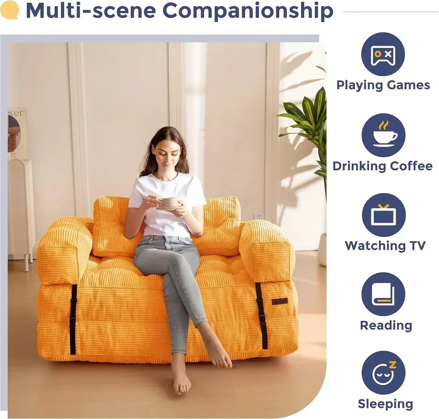 Folding Sofa Bed L-Shaped Convertible Sofa Bed with Armrests and Pillows wourant