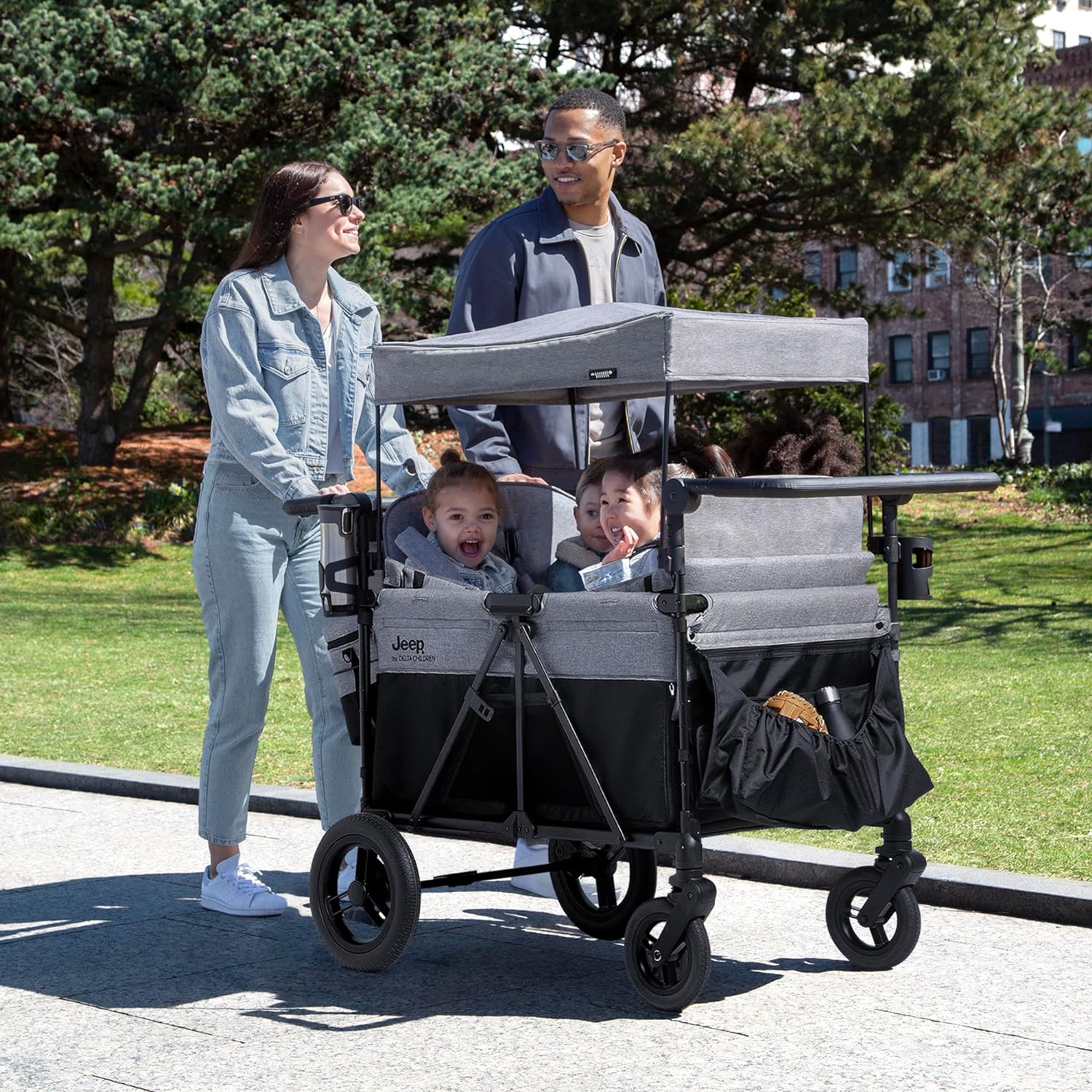 Jeep Wrangler Deluxe 4 Seater Stroller Wagon by Delta Children Premium Quad Stroller Wagon wourant