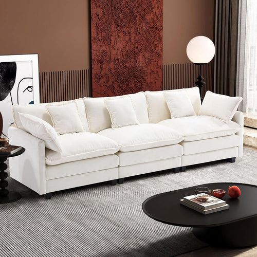 111.4 Inch L Shaped Modern Sofa Modular Cloud Sofa with Ottoman 4 Seater Chenille Deep Seat Sofa wourant
