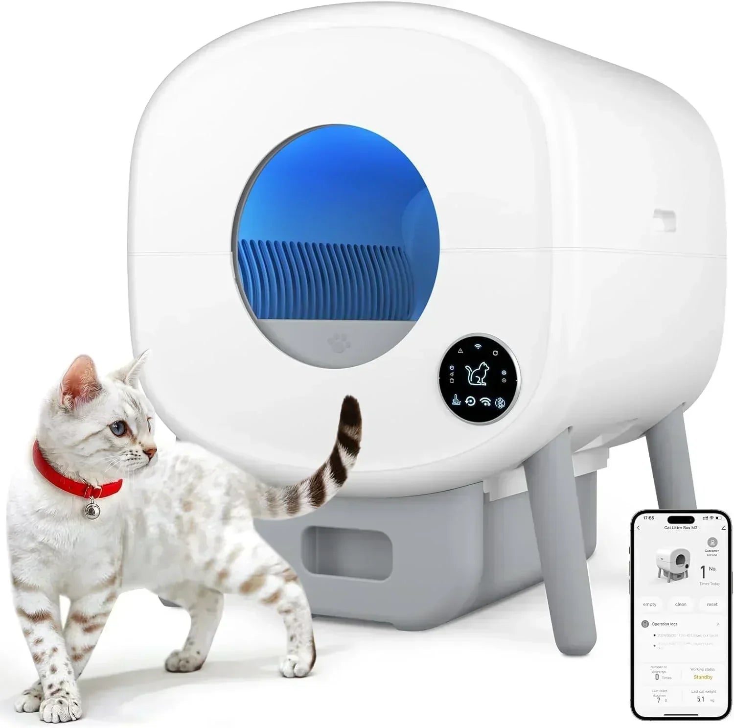 Self Cleaning Litter Box Large Capacity Automatic Cat Litter Box Self Cleaning for Cats wourant