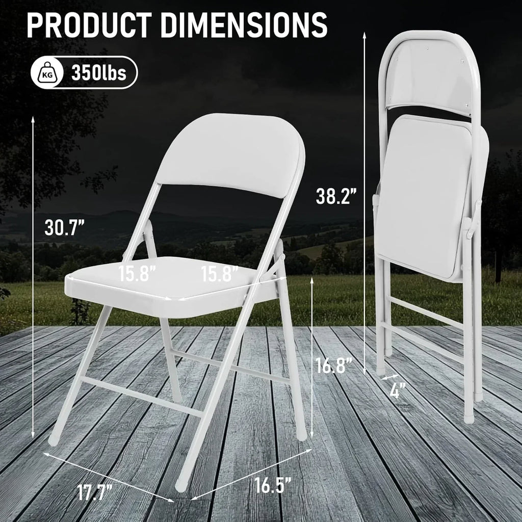 6 Pack Black Folding Chairs with Leather Chairs Events Office Wedding Party Upholstered Chairs wourant