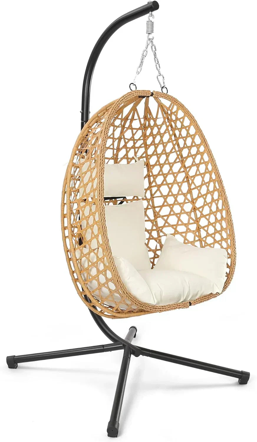 Egg Chair with Stand Patio Wicker Hanging Chair Hammock Swing Chair 350LBS Capacity for Bedroom wourant
