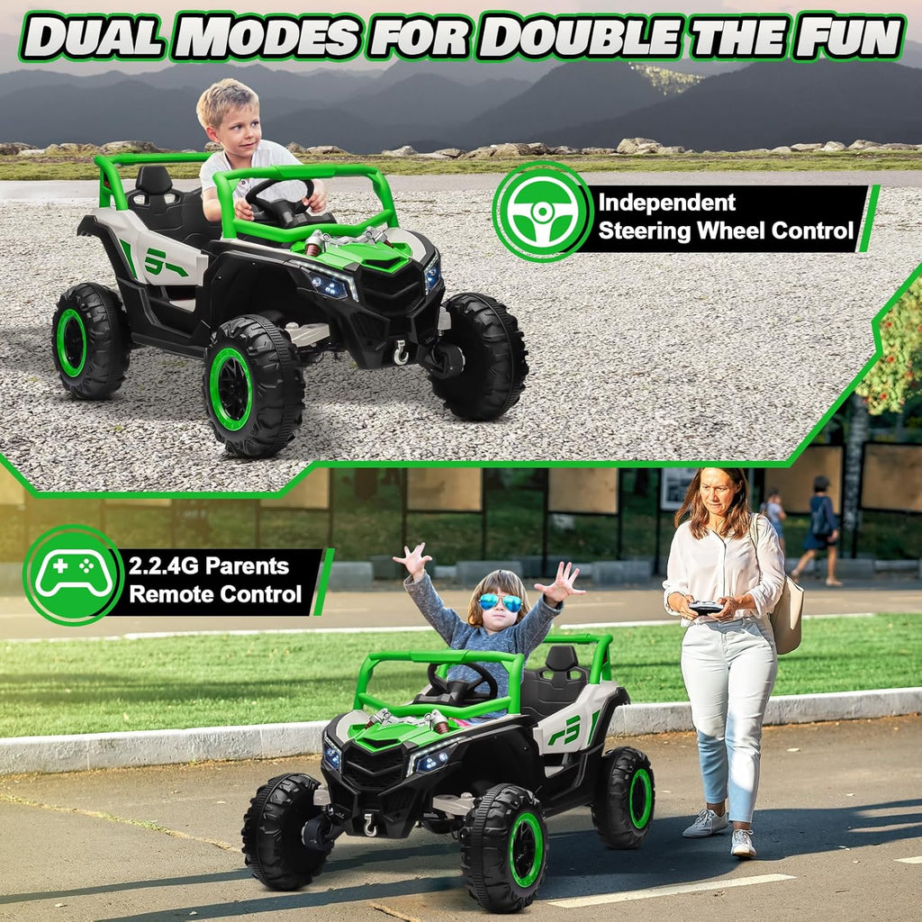 JOYRACER Kids Remote Control Car with 4 x 150W Motors Shock Absorbers Bluetooth MP3 Player wourant