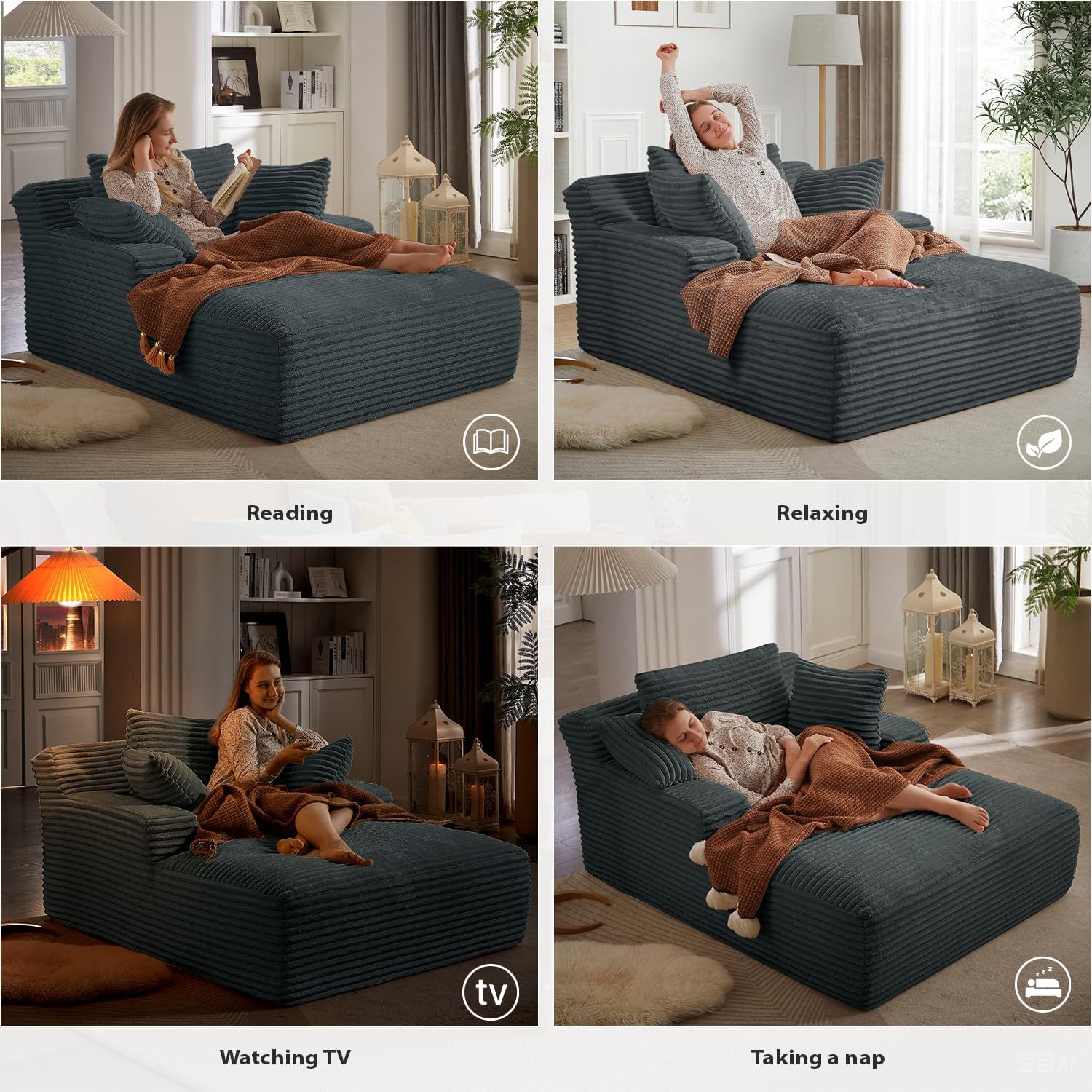 50-inch indoor recliner oversized corduroy upholstered boneless sofa bed deep sleeper sofa wourant