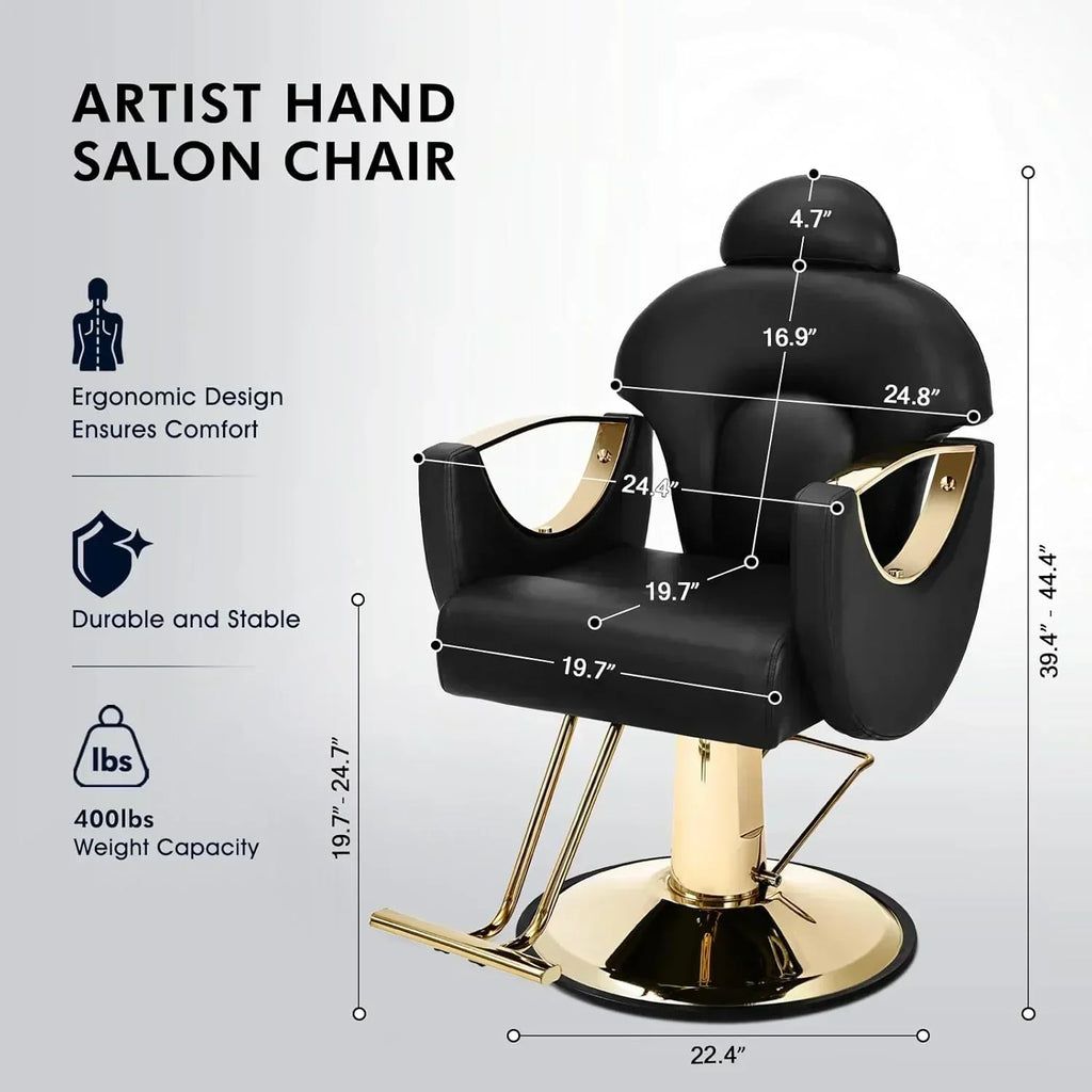 Artist Hand Salon Chair Reclining Barber Chair Oversized Hydraulic Pump Hair Salon Chair wourant