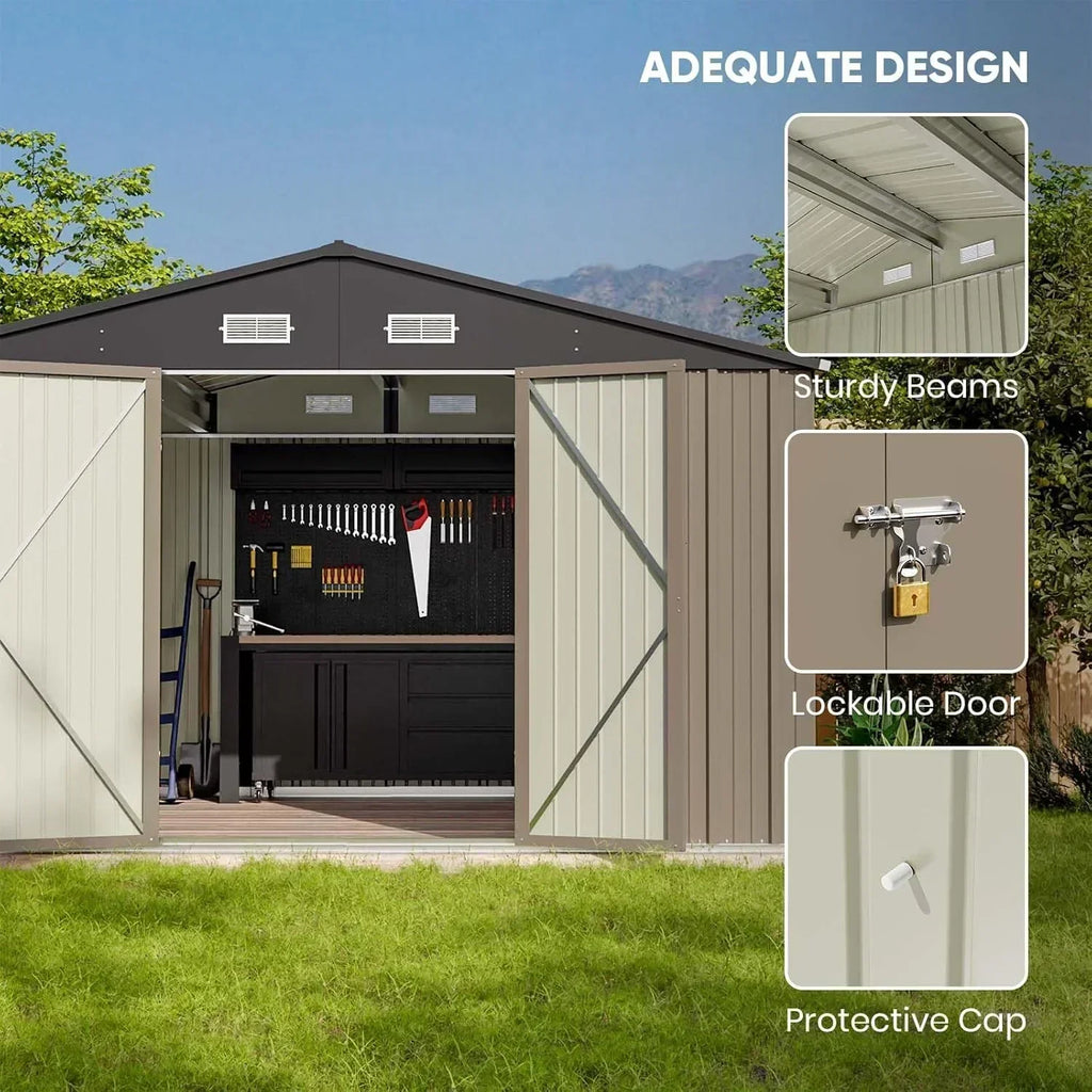 Patiowell 5x3 FT Outdoor Storage Shed Tool Shed with Sloping Roof and Lockable Door Metal Shed wourant