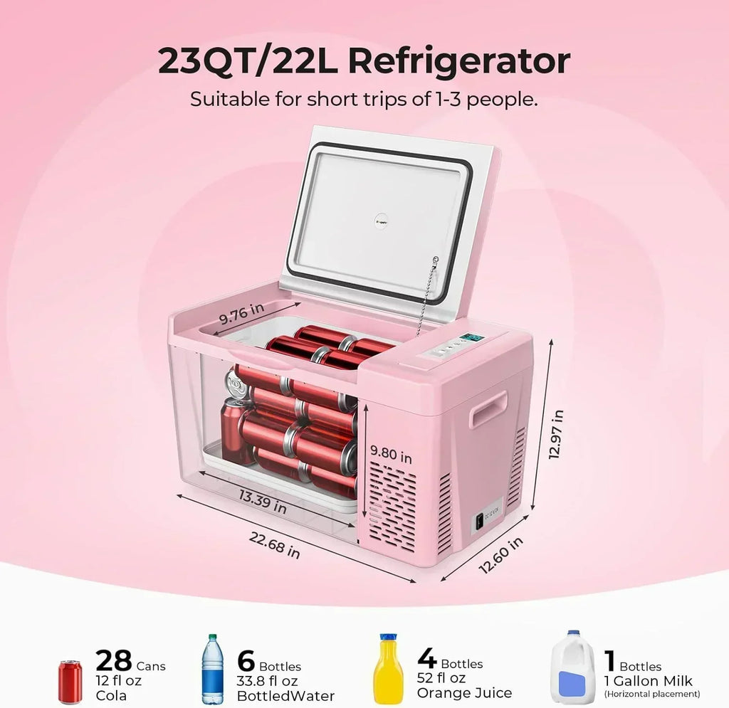 BougeRV 12 Volt Refrigerator 12V Car Fridge 23 Quart Portable Freezer Compressor Cooler wourant