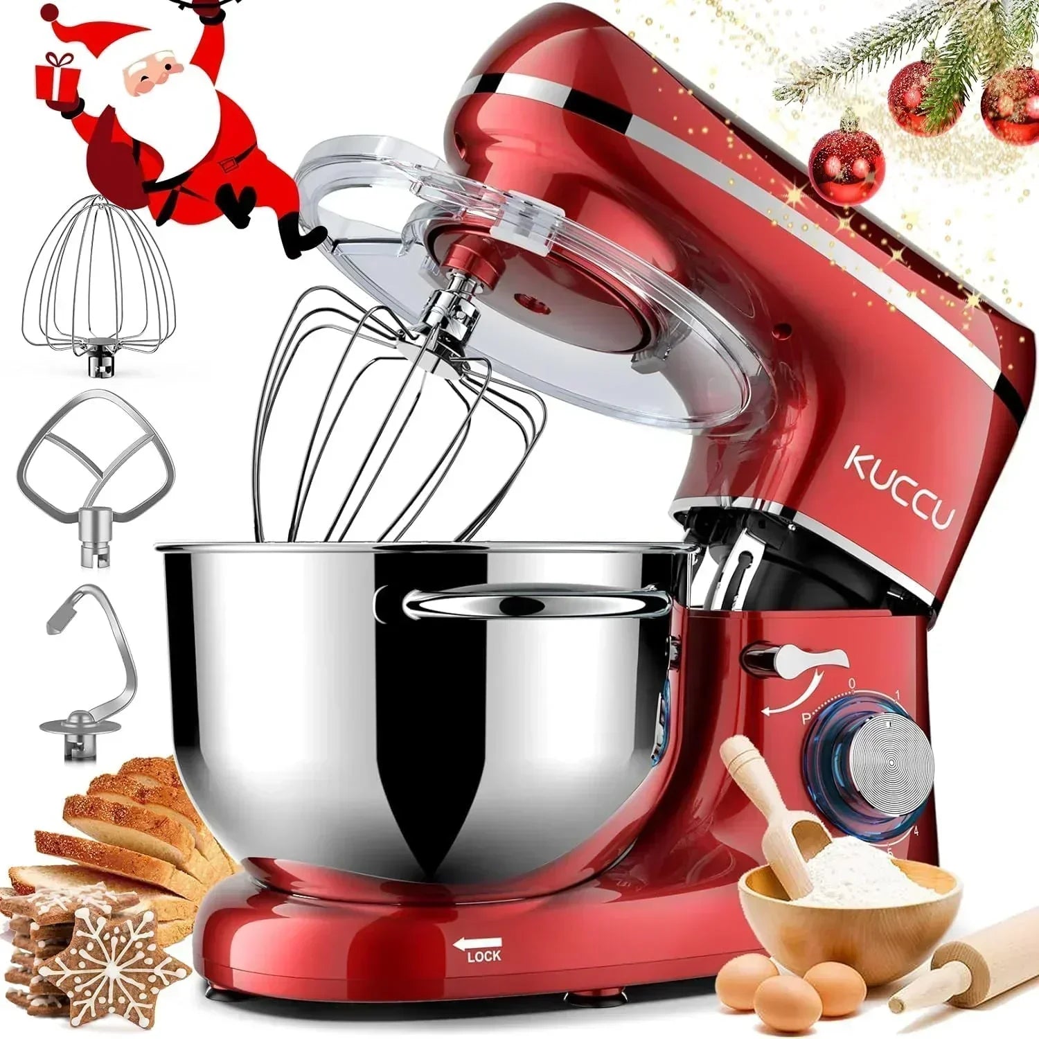 Stand Mixer 6.5 Qt 660W 6-Speed Tilt-Head Food Dough Mixer Kitchen Electric Mixer Stainless Steel wourant