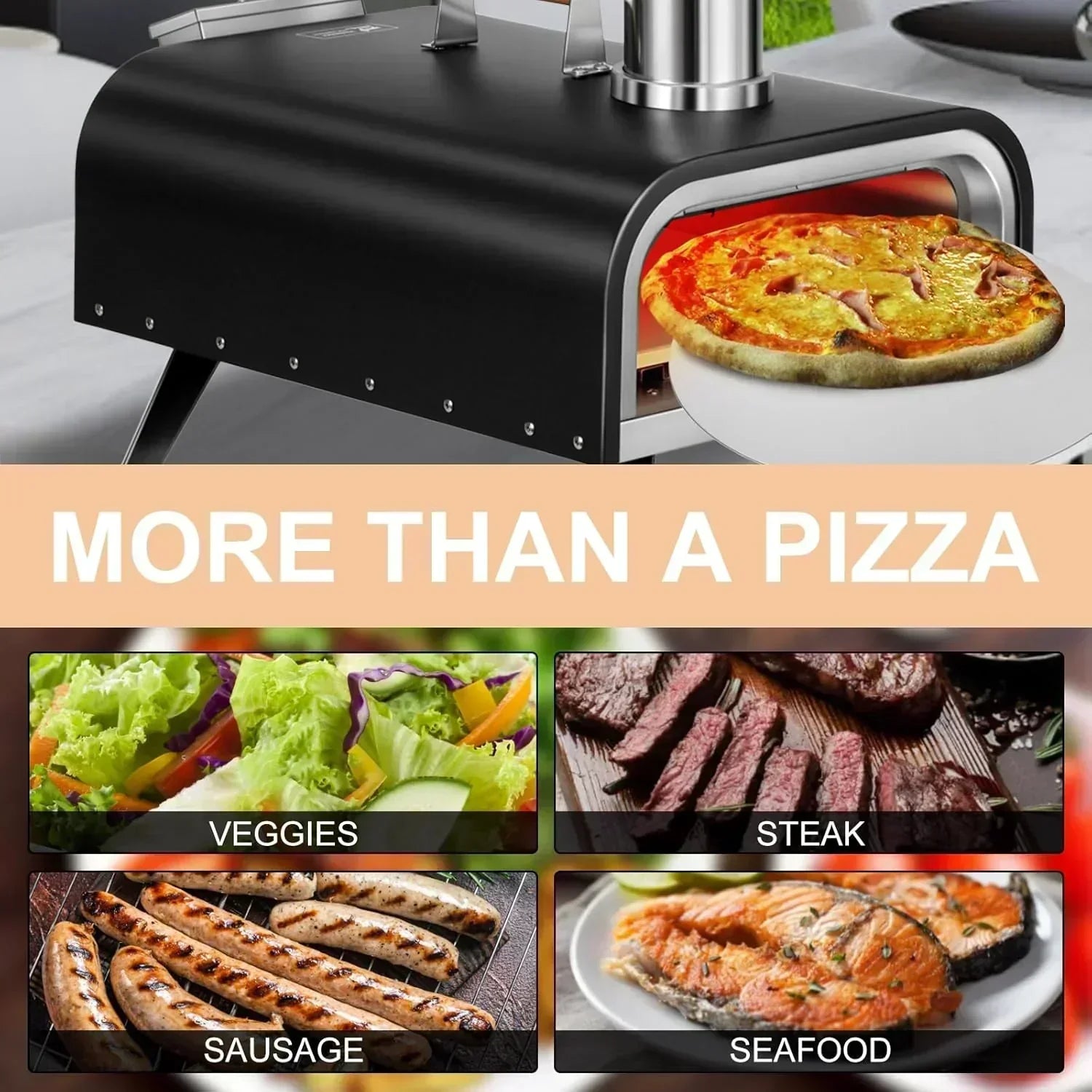 EDOSTORY Outdoor Pizza Oven Wood Fired for Outside Patio Maker With Stone Peel Grill Rack wourant