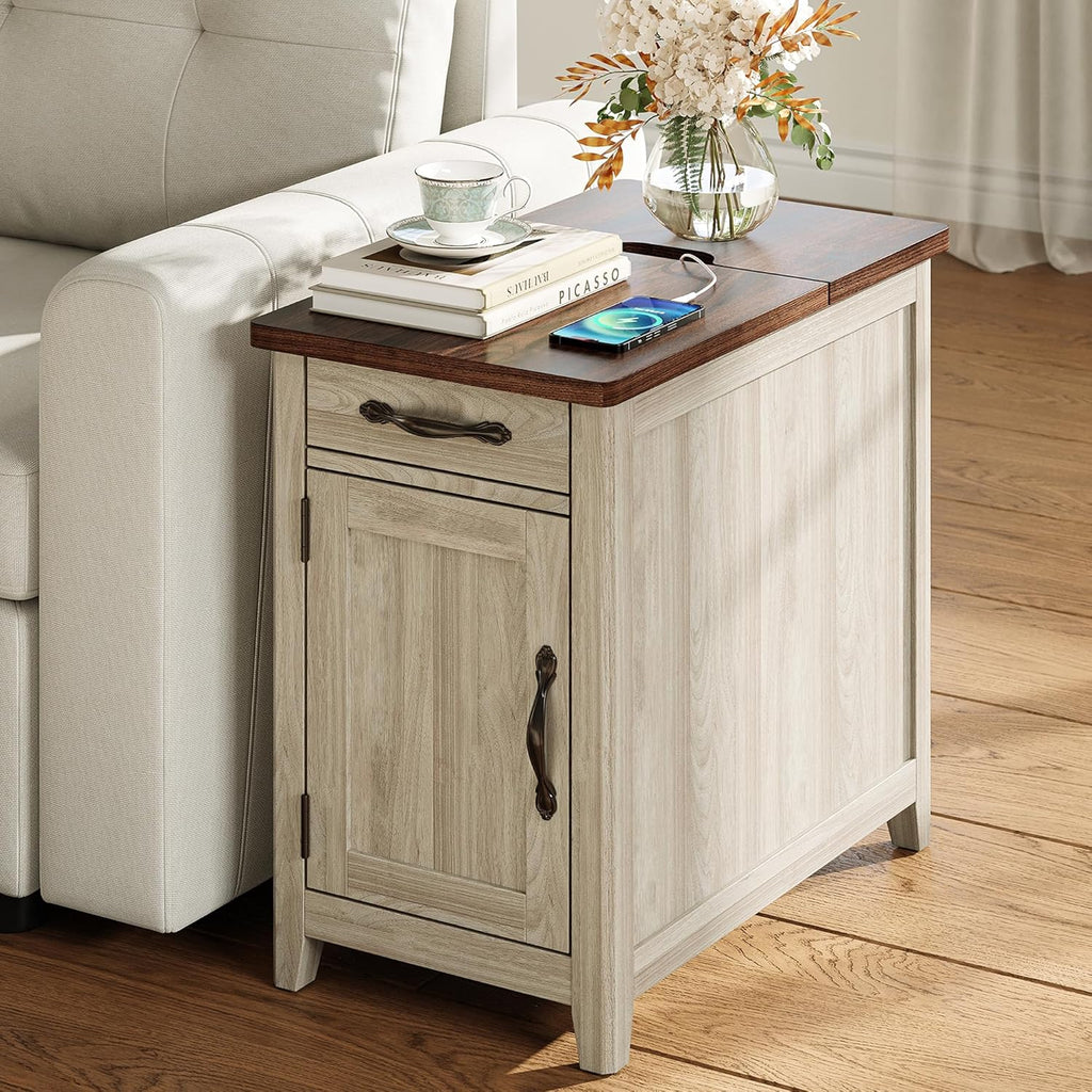 Farmhouse End Table Narrow Side Table Small Nightstand wourant
