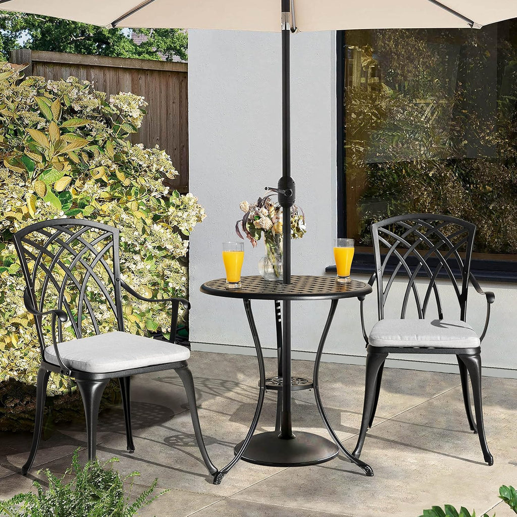 NUU GARDEN Bistro Set 3 Piece Outdoor Cast Aluminum Patio Bistro Set Patio Table Chairs Set of 2 wourant