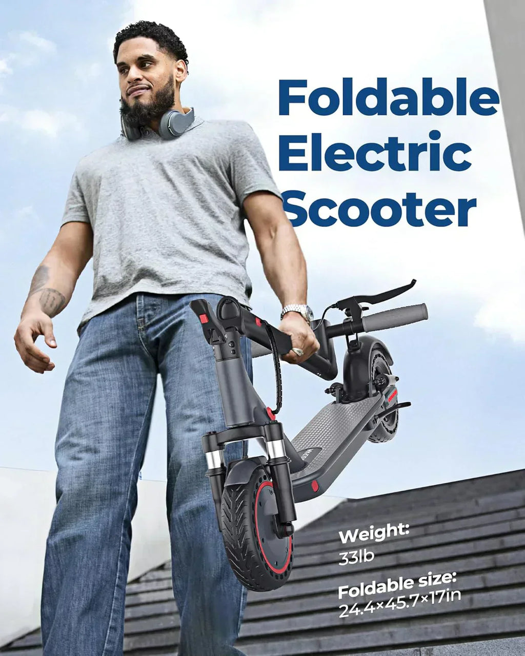 Volpam electric scooter Powerful electric motor Solid tires 28/21/12 mile range wourant