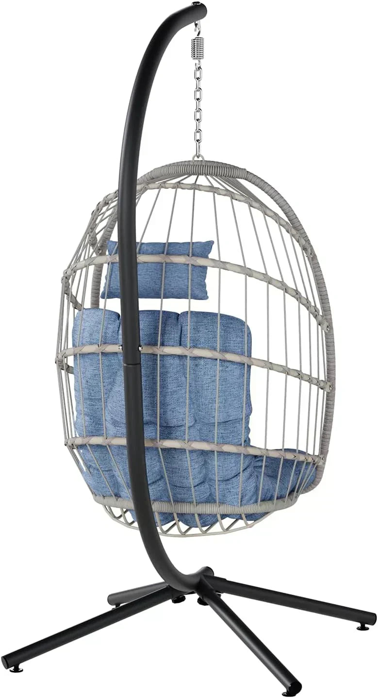 SWITTE Egg Chair Outdoor with Stand Indoor Wicker Hanging Egg Swing Chair with Cushion wourant