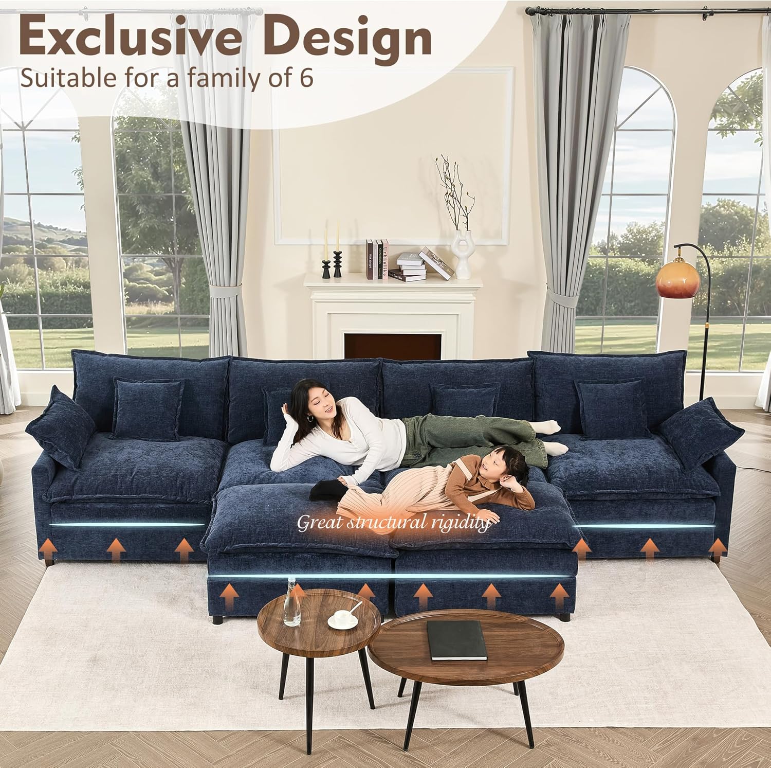 108" U-shaped sofa modular sofa Comfortable cloud sofa wourant
