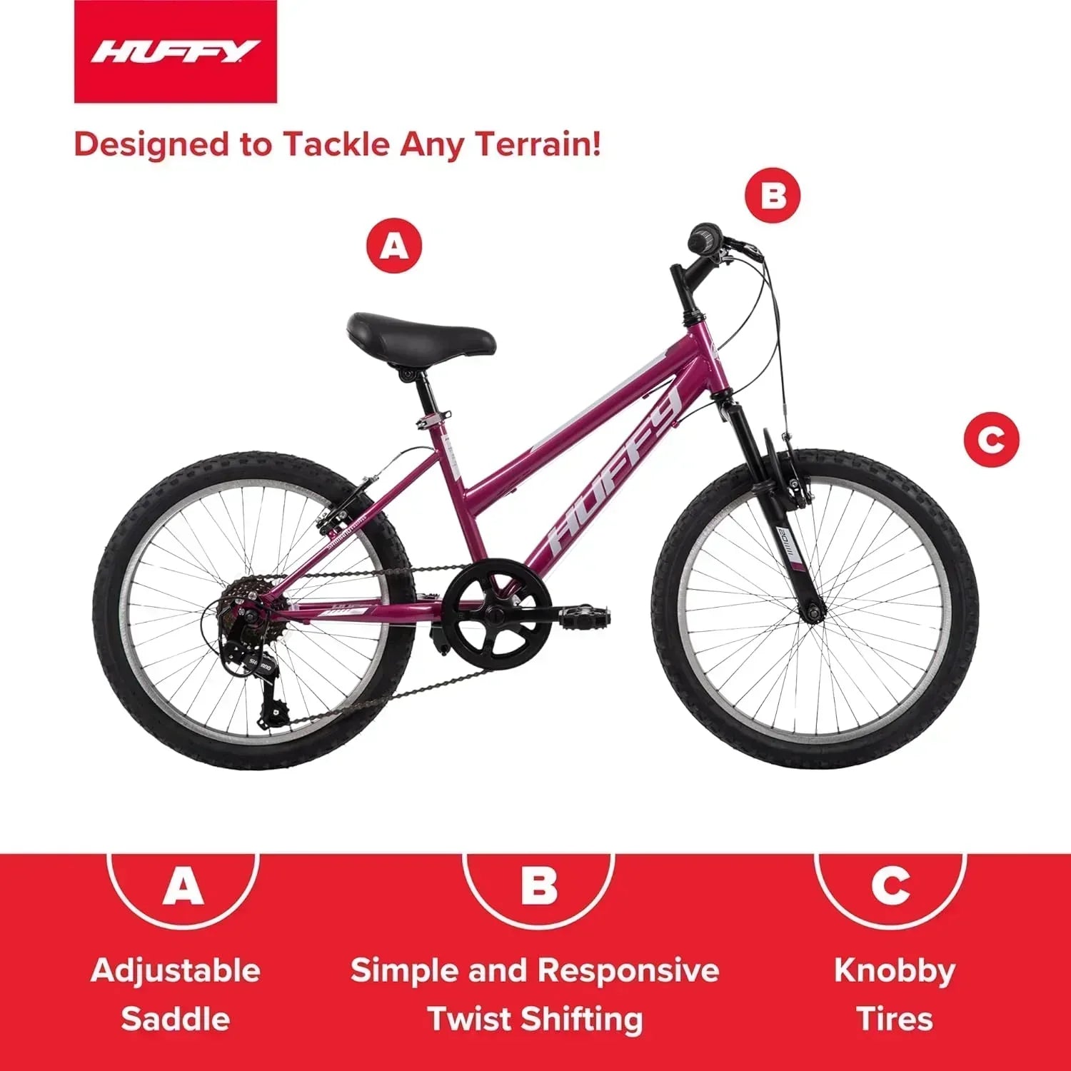 Huffy Stone Mountain Hardtail Mountain Bike for Boys/Girls/Men/Women 20"/24"/26" Sizes wourant