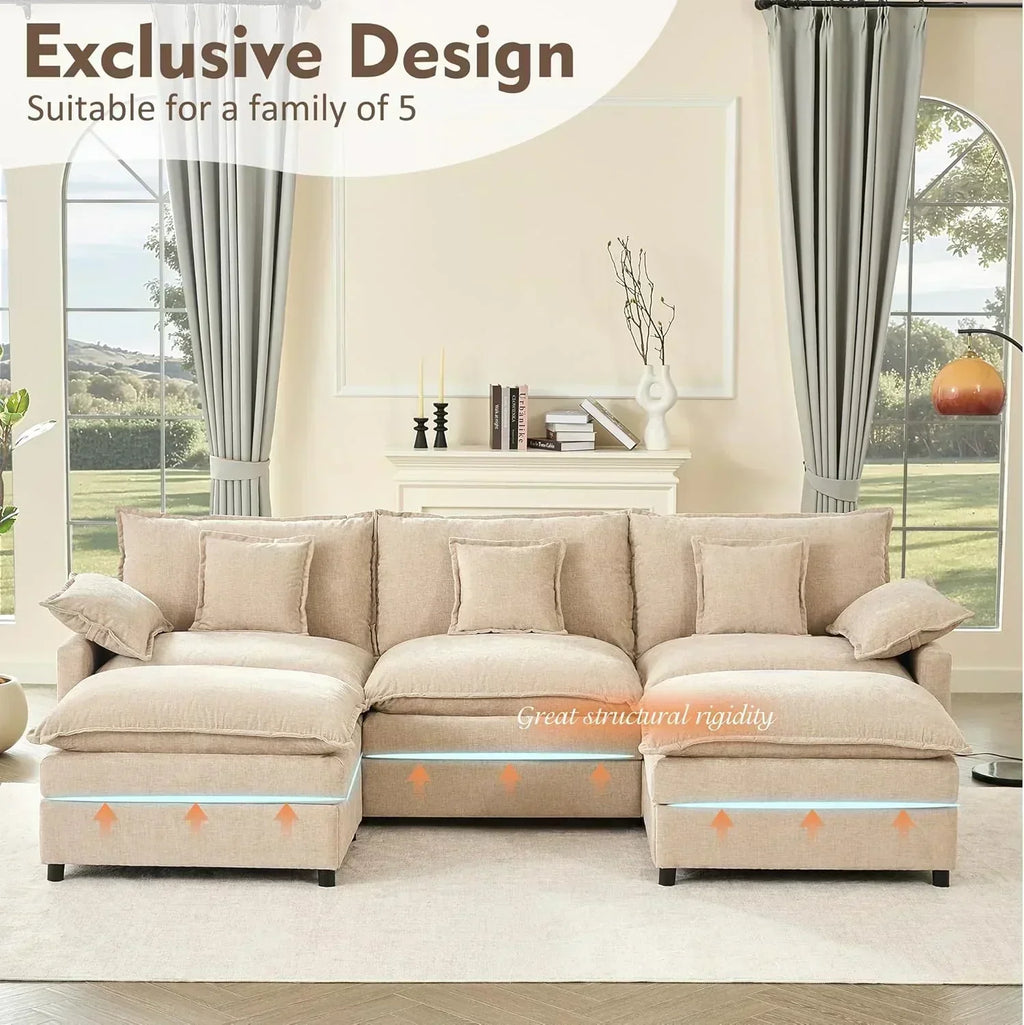 108" U-shaped sofa modular sofa three-seater comfortable cloud sofa wourant