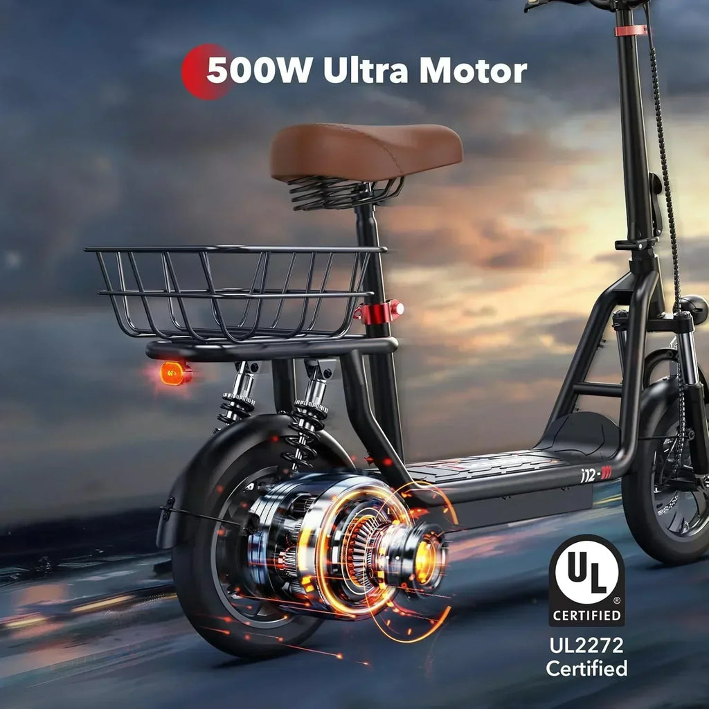 iScooter electric scooter with seat 28/19/15.6 mph top speed dual suspension scooter wourant