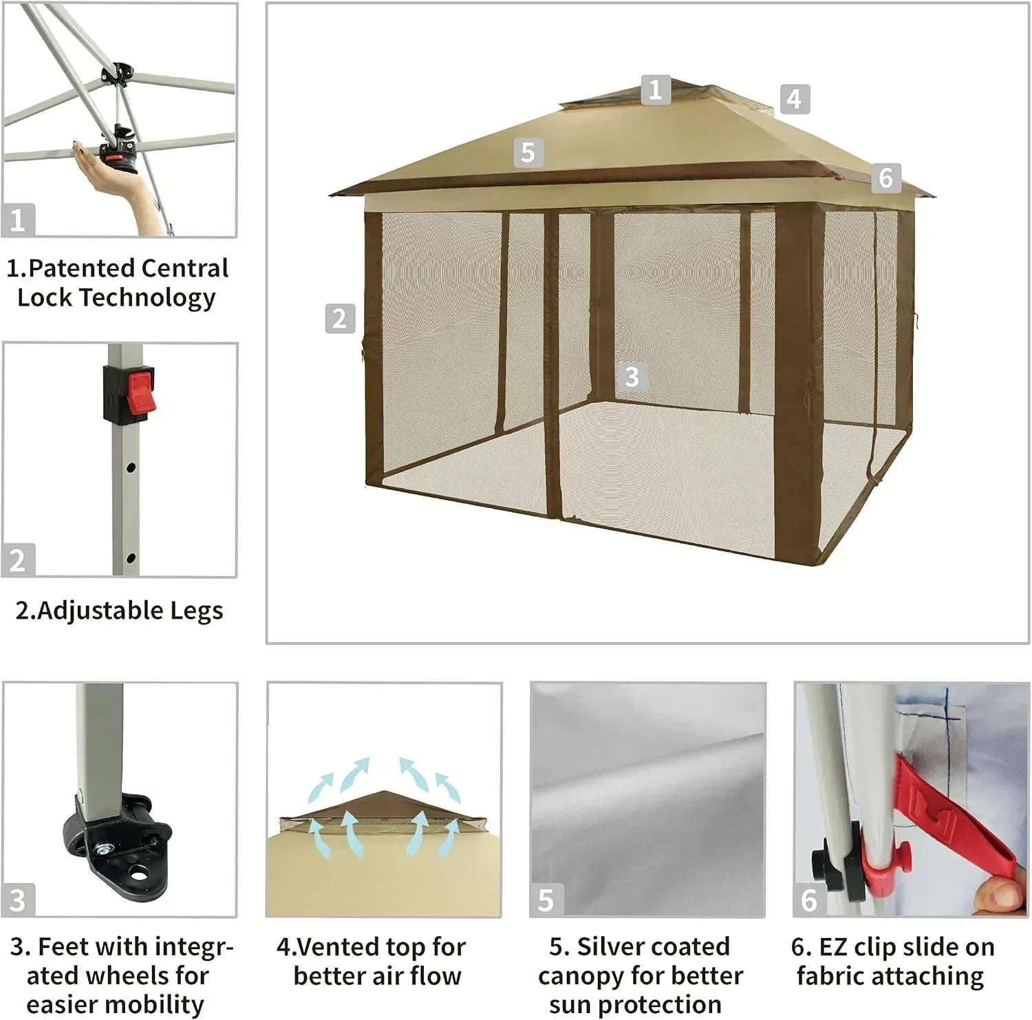 CROWN SHADES 13x13 Pop Up Gazebo Canopy Tent Gazebos on Clearance Outdoor Gazebo wourant