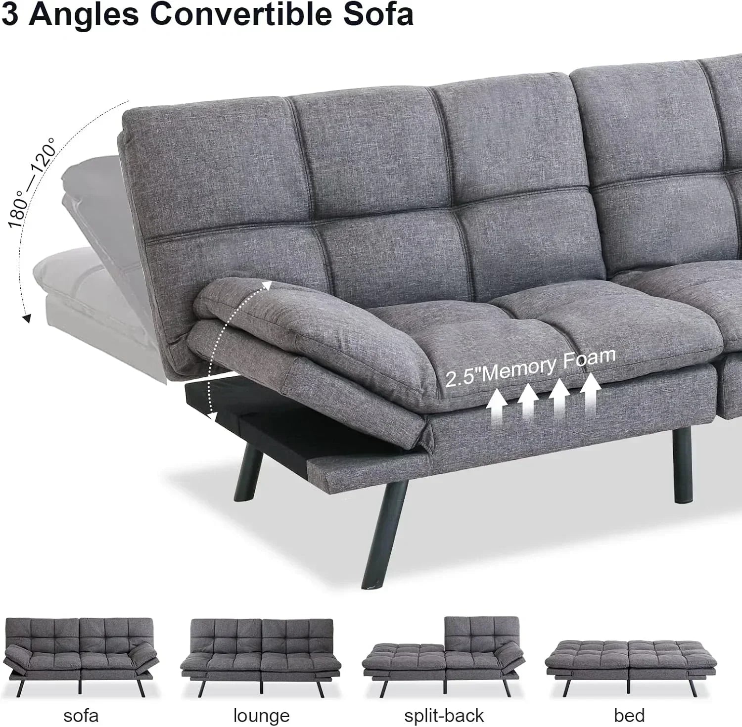 Futon Sofa Bed Memory Foam Sofa Bed Couch wourant