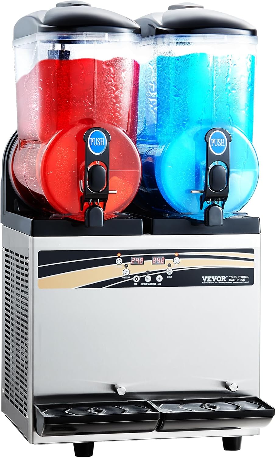 VEVOR Slushy Machine 15Lx2 Double Tank Commercial Margarita Machine 120 Cups Stainless Steel wourant