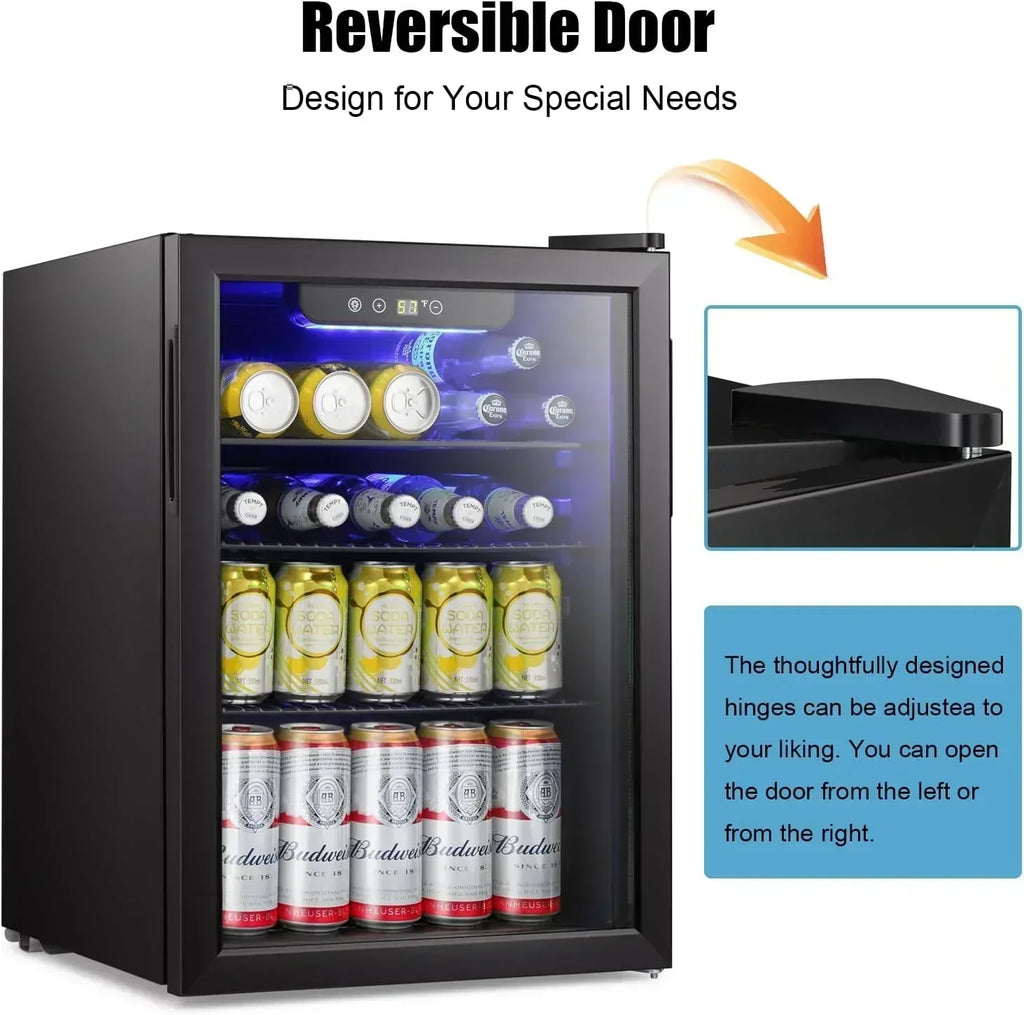 Antarctic Star Beverage Refrigerator Cooler 68 Can Mini Fridge with Glass Door for Beer Drinks Wine wourant