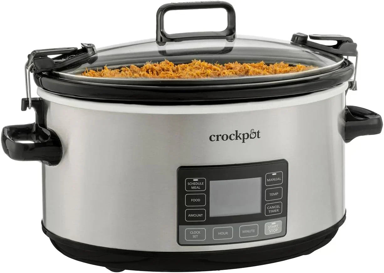 7-Quart Slow Cooker Portable Programmable with Timer Locking Lid Stainless Steel wourant