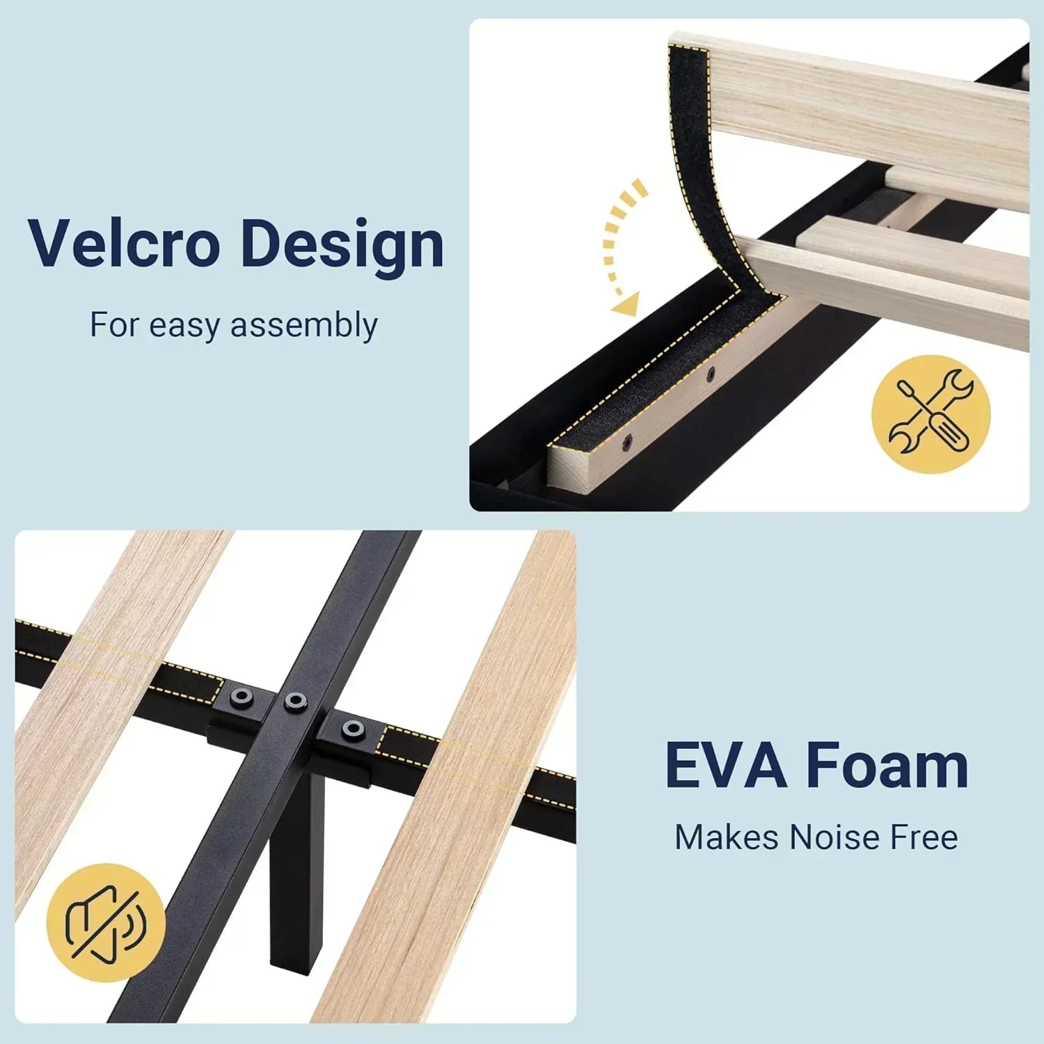 Allewie Queen Size Platform Bed Frame with Fabric Upholstered Headboard Wooden Slats Support wourant