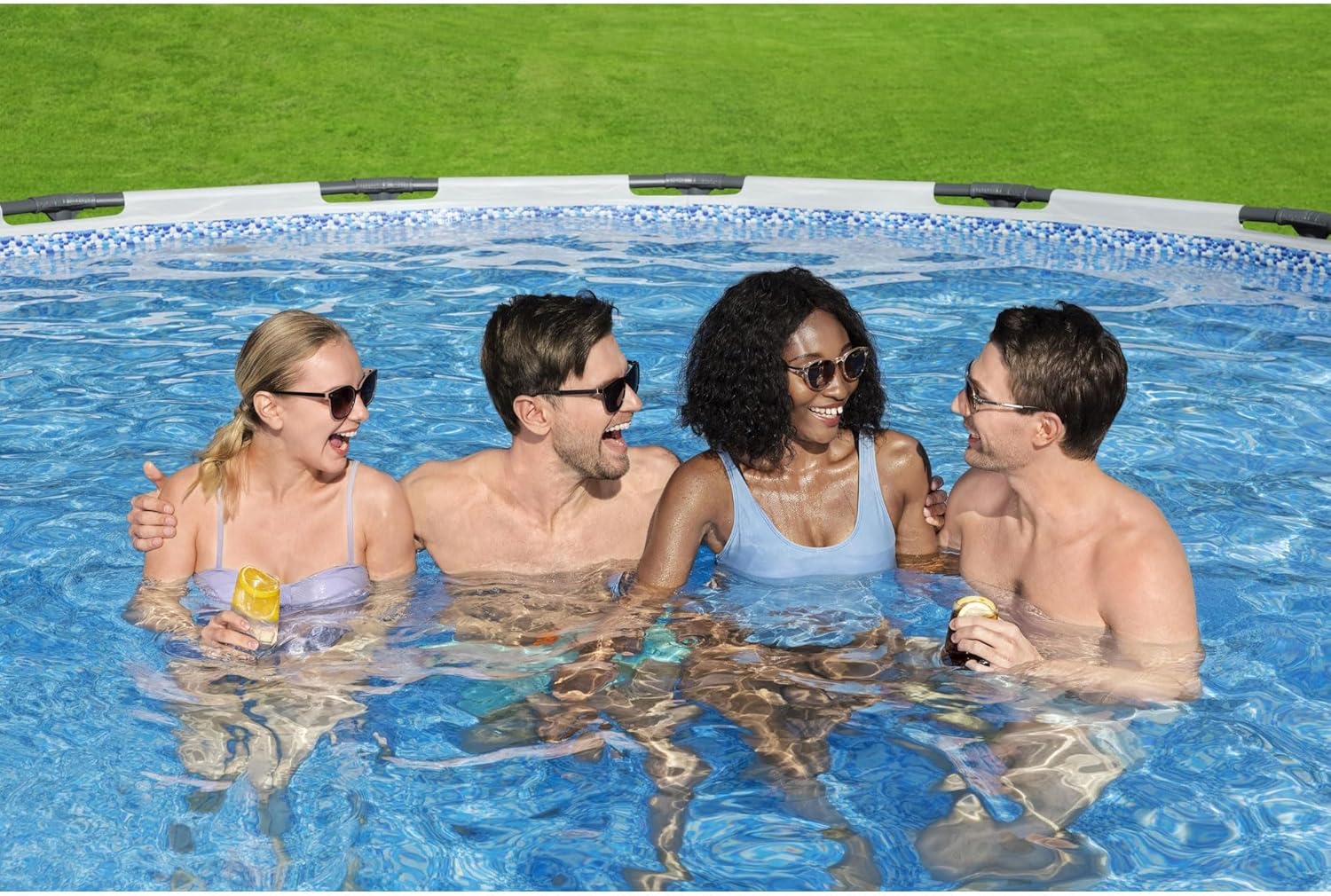 Steel Pro MAX 14 Foot x 48 Inch Round Metal Frame Above Ground Outdoor Swimming Pool Set wourant