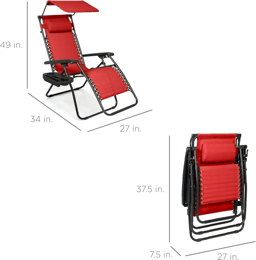 Best Choice Products Folding Zero Gravity Recliner Patio Lounge Chair Adjustable Canopy Shade wourant