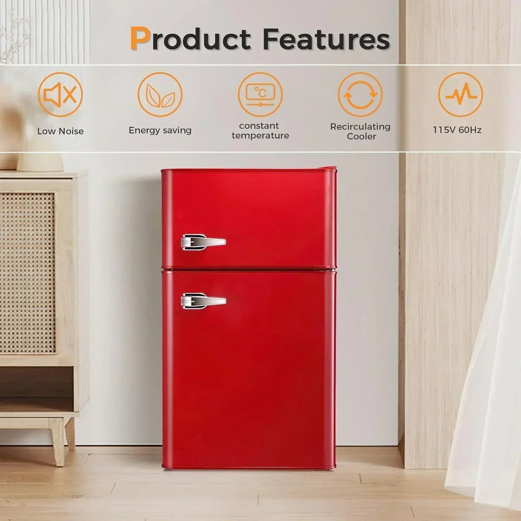 Antarctic Star Compact Mini Refrigerator Separate Freezer Small Fridge Double 2-Door wourant