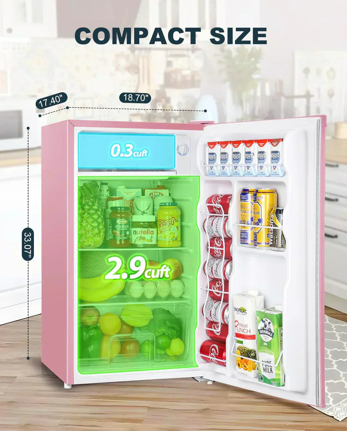 Upstreman 3.2 Cu.Ft Mini Fridge Freezer Single Door Fridge Dorm Fridge Adjustable Thermostat wourant