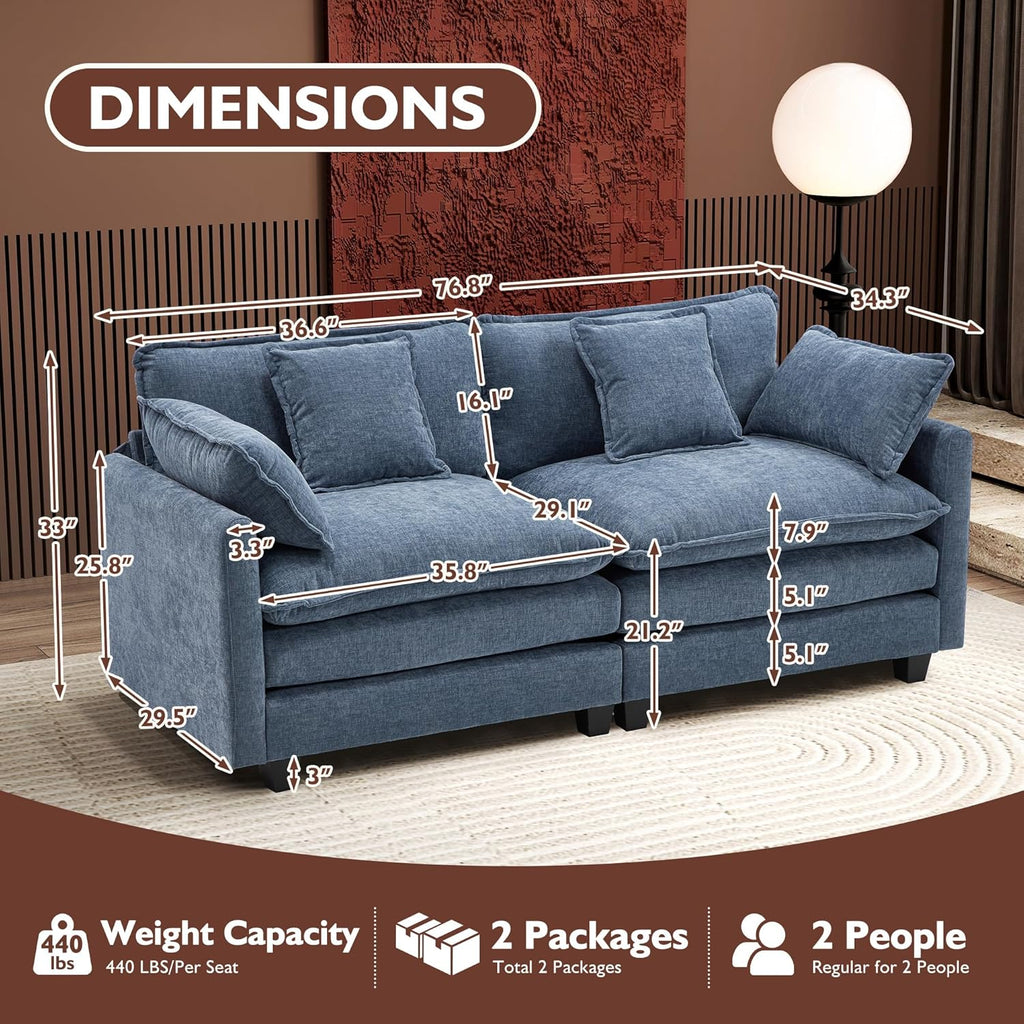 ihanherry 146-inch U-shaped modern sofa modular area cloud sofa wourant
