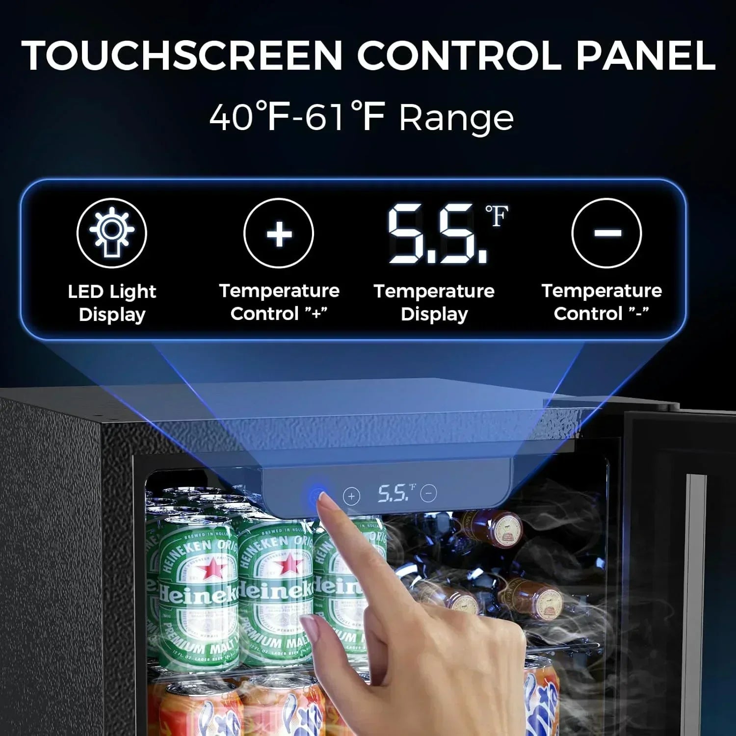 Mini Fridge 130 Can Beverage Refrigerator Cooler Drink Fridge Adjustable Temperature Control wourant